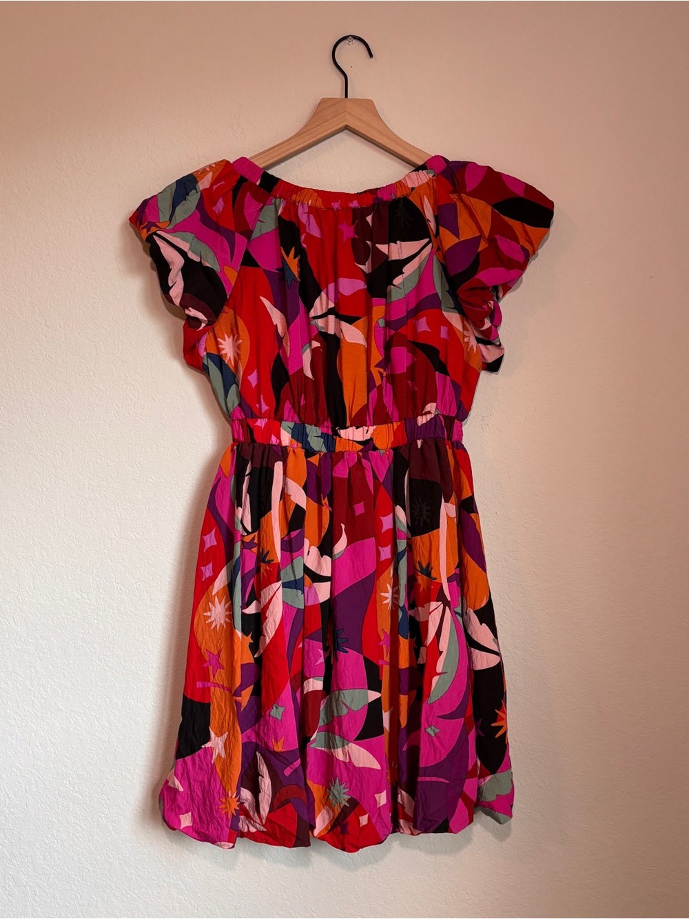 Meet Me In Santorini Bubble Dress XS Colorful Abstract Resort Mini - Picture 2 of 6